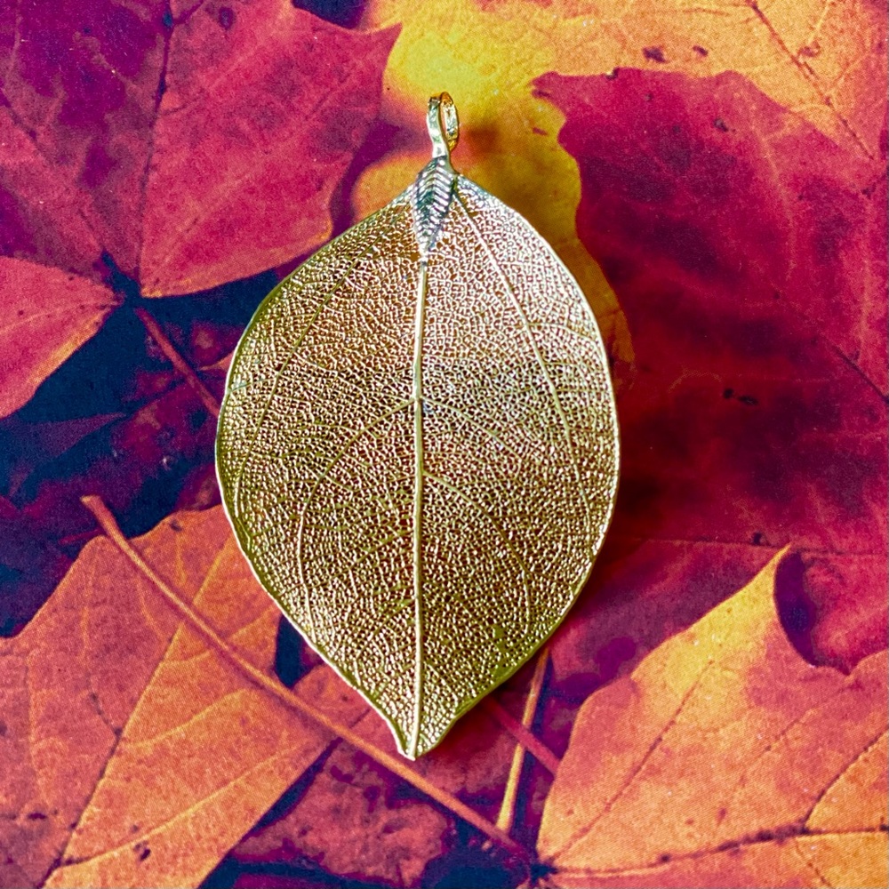 Genuine Leaf Goldtone Pendant